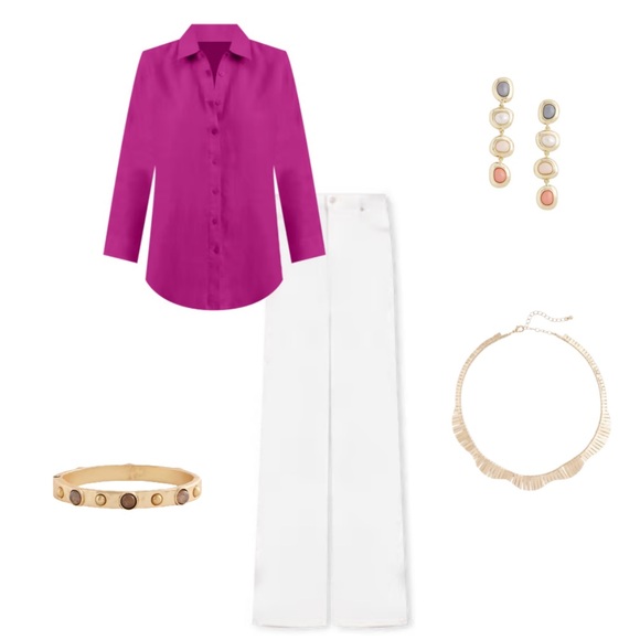 Chico’s Button Down Linen Shirt Size US 10/M 1.5 - Picture 3 of 11